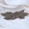 1 Piece 6"x2" Taupe Charcoal Beaded Applique Patch Iron On Rhinestone Embellishment